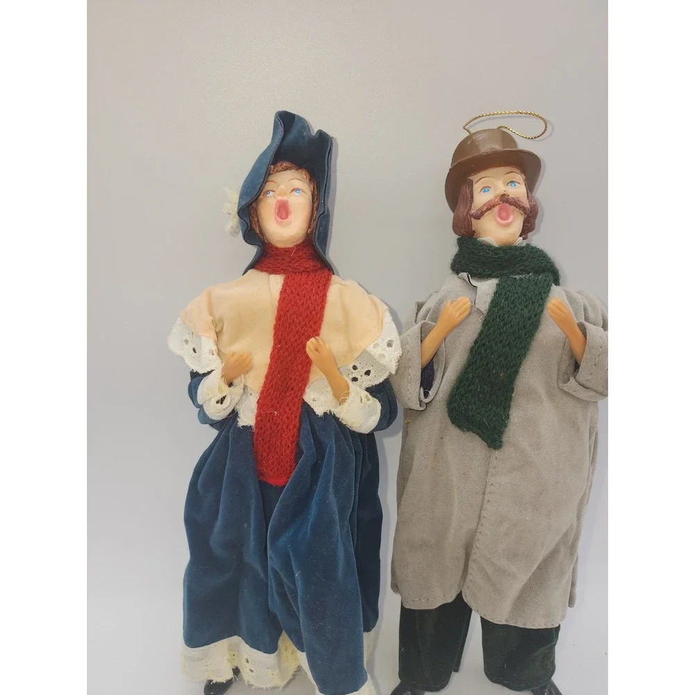 Vintage Victorian Christmas Caroler Figurines Man Woman Set 10 In Holiday Decor